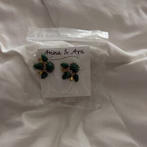 Anna & Ava Emerald and Gold Leaf Earrings
